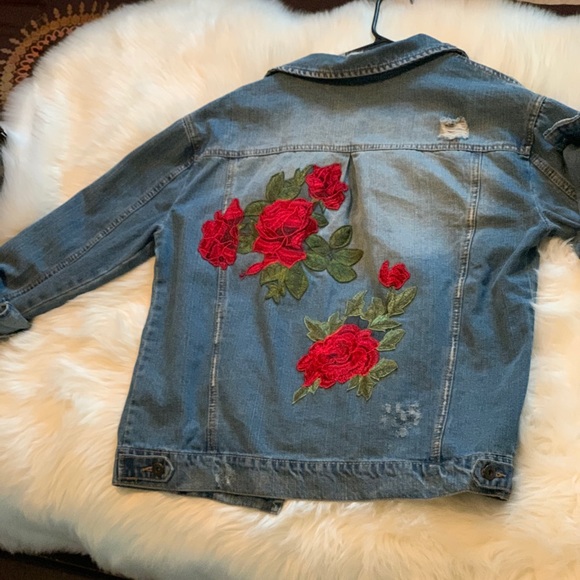 Denim Rose Distressed Jacket - Picture 2 of 2